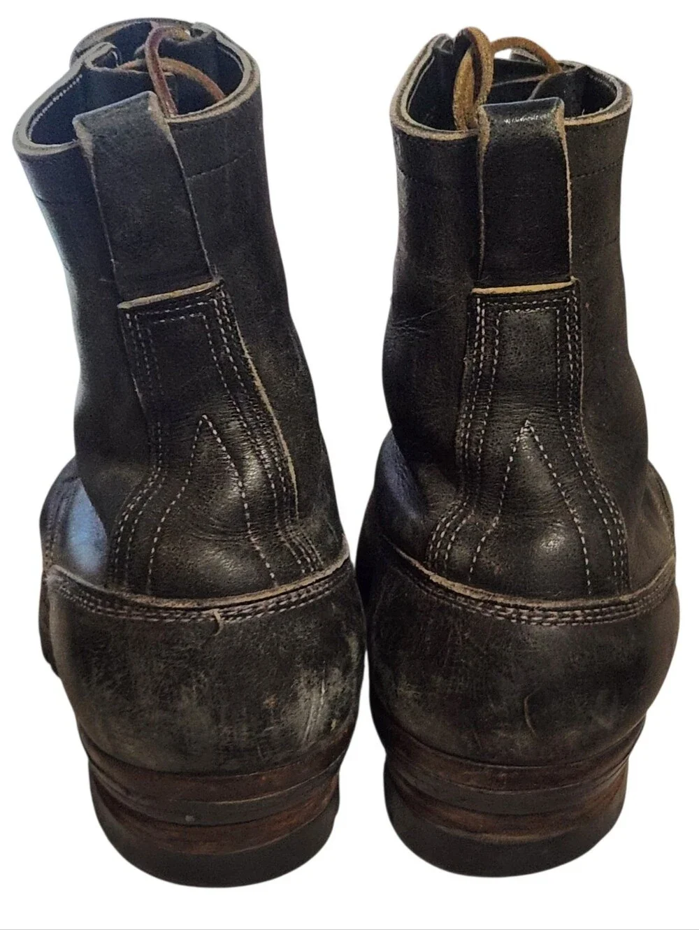 White Boots Mens Size 6.5 C 355 Cruiser Aaron Levine Black Leather Lace Up Ankle